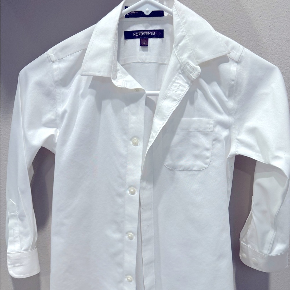 Nordstrom Solid white button down dress shirt boy size 7